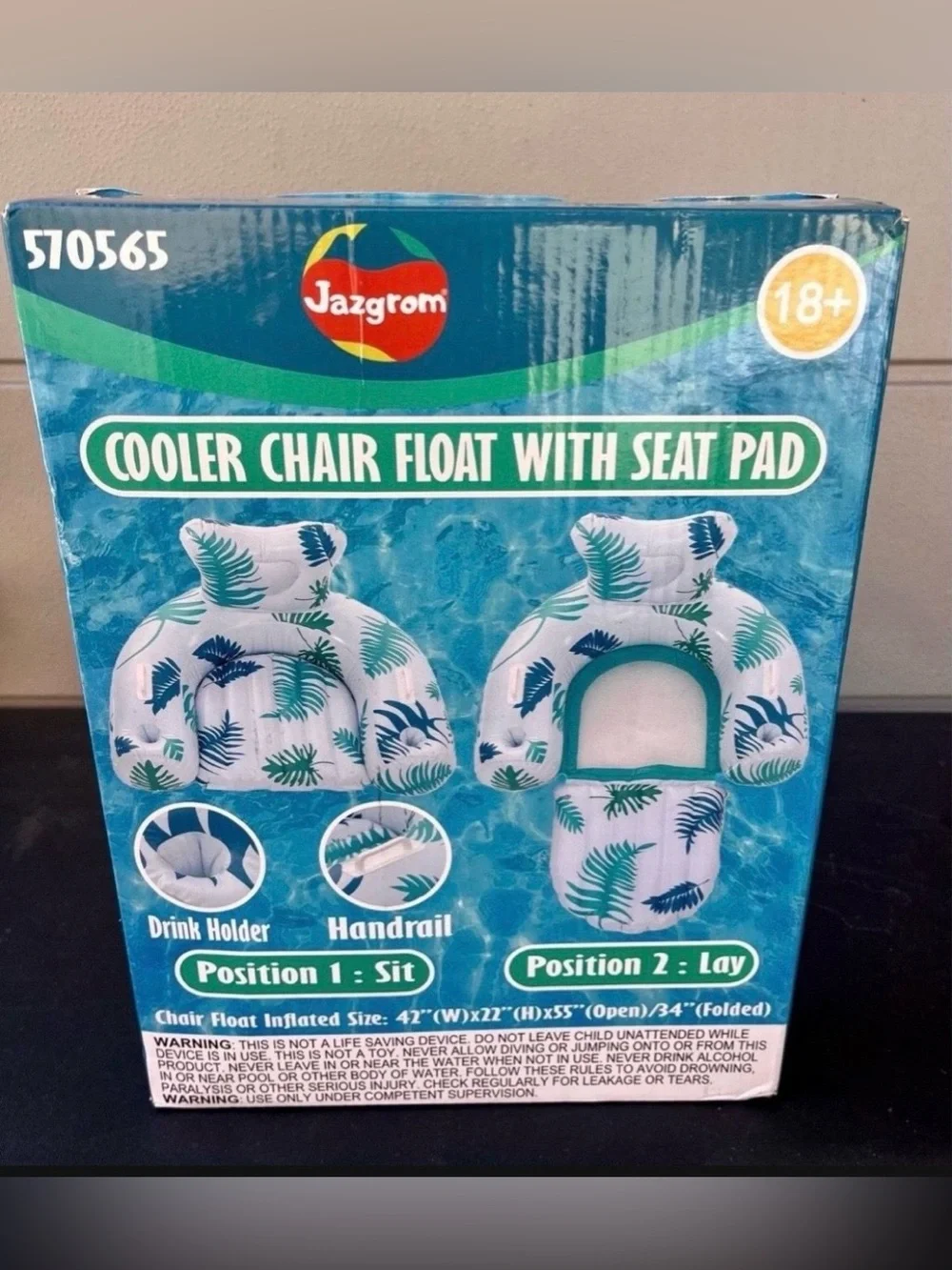COOLER CHAIR FLOAT WITH SEAT PAD Chair Float Inflated Size: 42°(W)x22